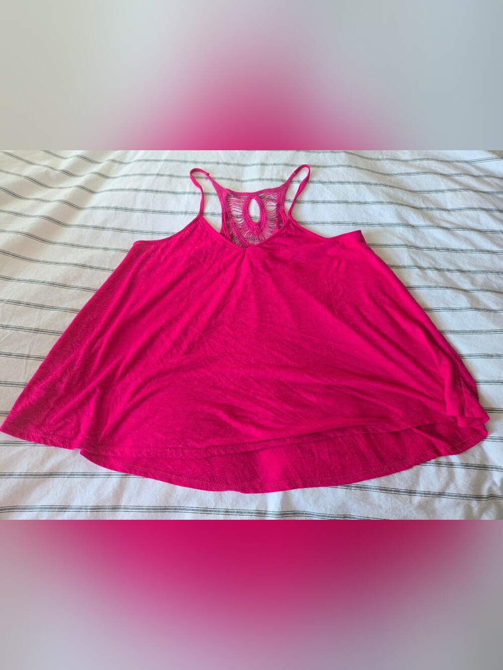 Mossimo Supply Co. Hot Pink Crochet-Back Spaghetti Strap Tank